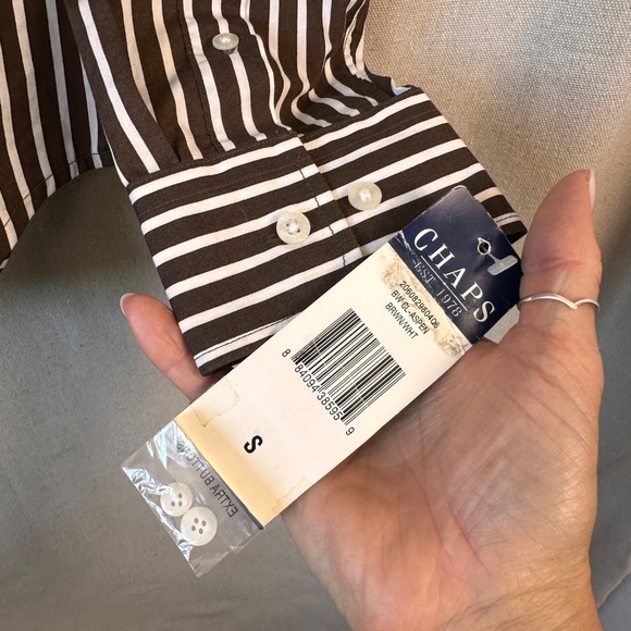NWT Brown Chaps Ralph Lauren Striped Button Down Shirt Equestrian Preppy | S - Picture 9 of 13